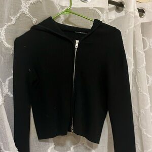 Brandy Melville ribbed cropped zip up hoodie